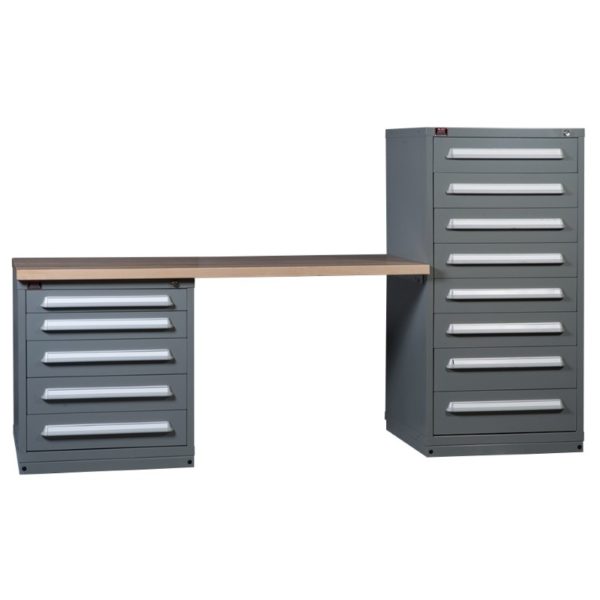 Lyon Modular Drawer Cabinet Concept 9 Two-Cabinet Hi-Lo Cabinet Workbench 251WBC09
