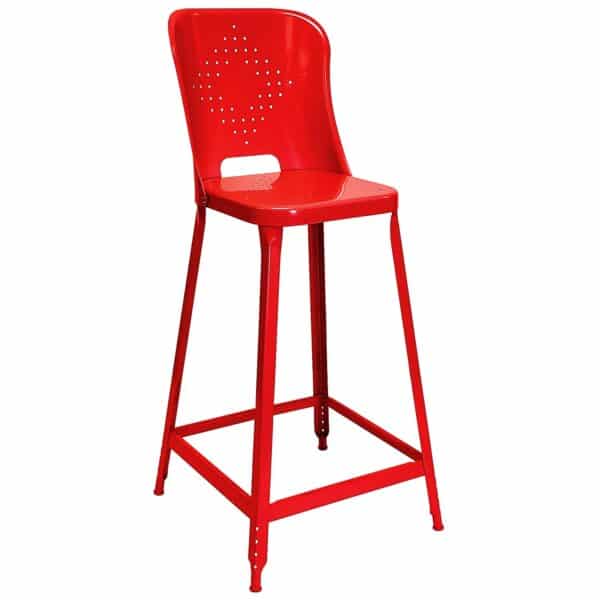 Lyon 1901 Metal Stool 24-inch with Back Red Baron
