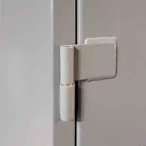 Lyon All-Welded Cabinet Hinges - Each cabinet includes heavy-duty 5/16" diameter brass-pin hinges securely welded to each cabinet door.