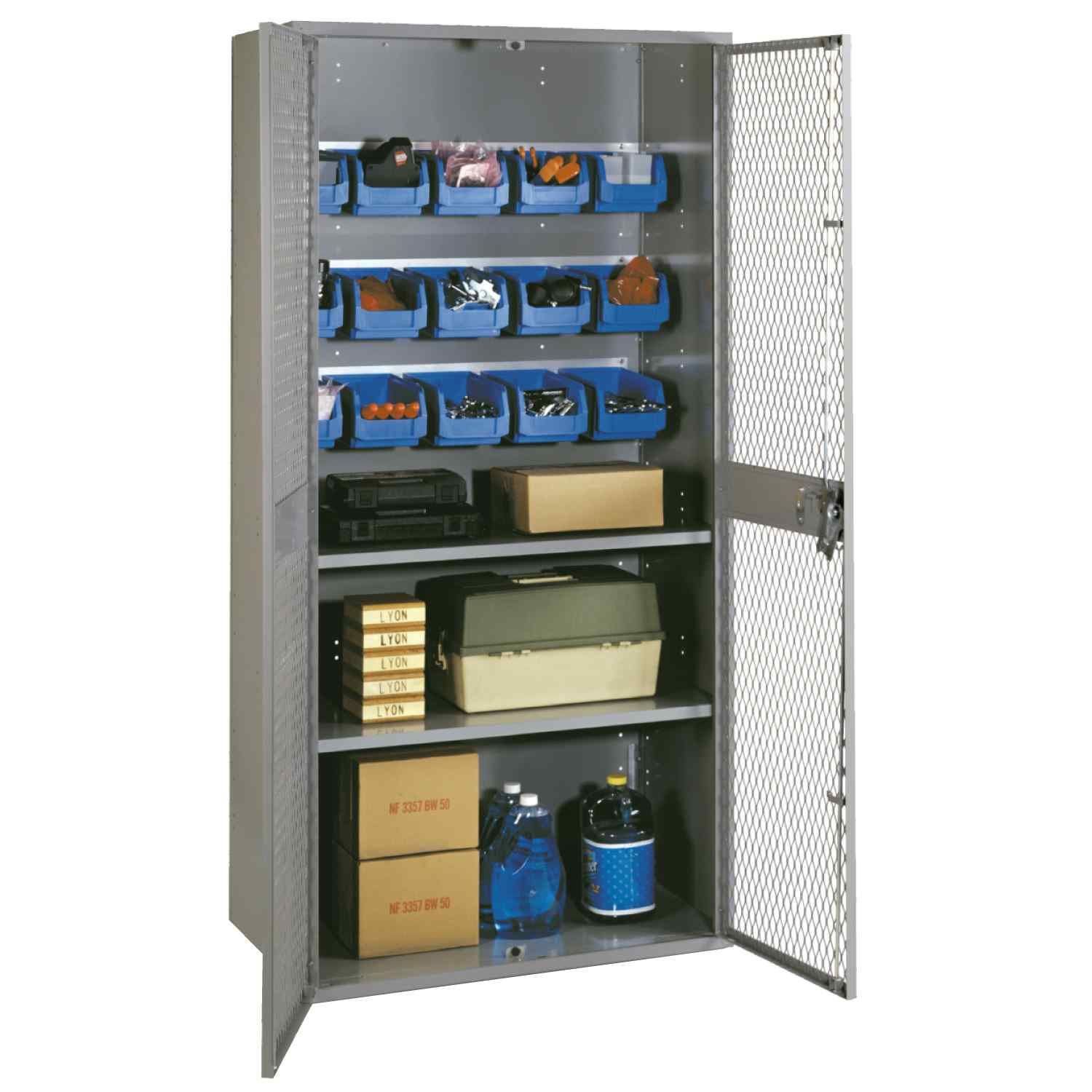1152 All Welded Visible Storage Cabinet With 15 Bins From Lyon