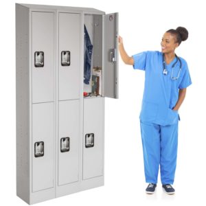 lyon antimicrobial healthcare locker double tier 3 wide with props