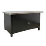 Lyon Cabinet Workbench with Swinging Doors and Stainless Steel Top