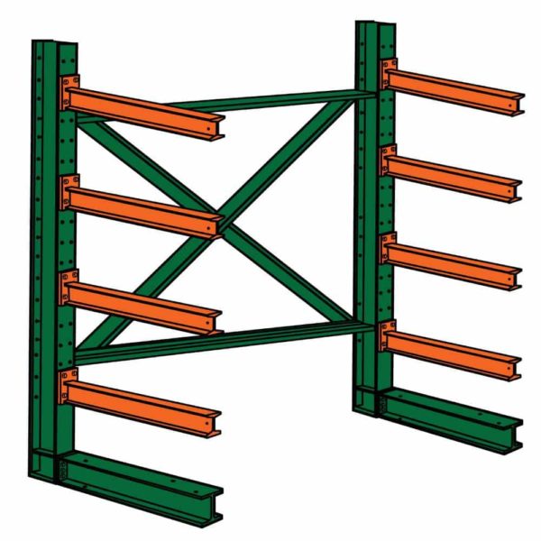 LYON DOUBLE SIDED CANTILEVER RACK 79" T X 36" W X 34" D 12" ARMS BAR PIPE ROD 
