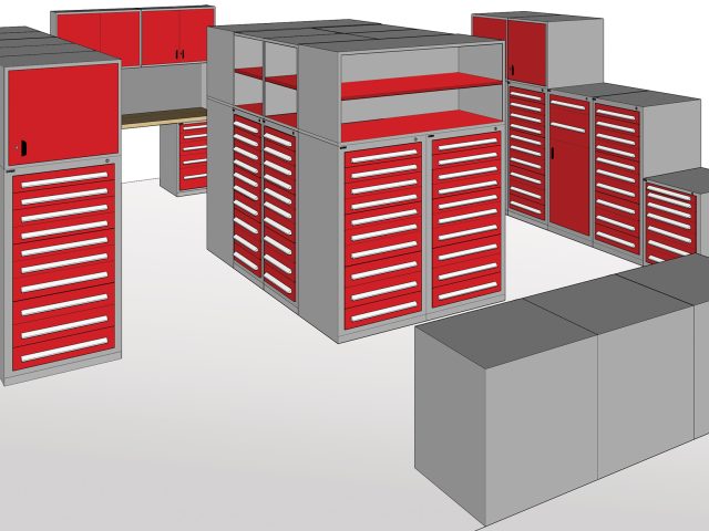 Lyon case study auto tech tool room main room sketchup drawing front view