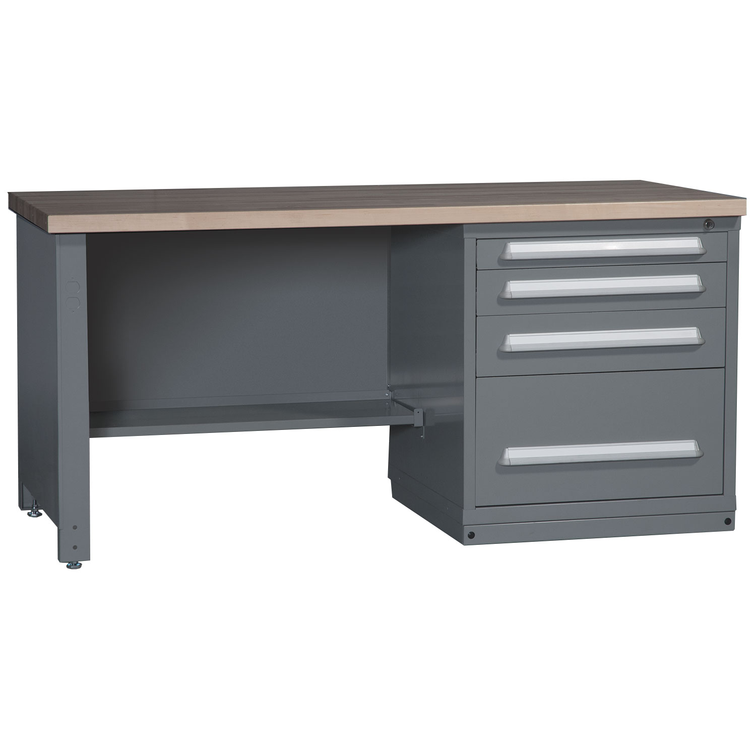 72 inch Wide Hardwood Top Industrial Workbench With Shelf | Lyon