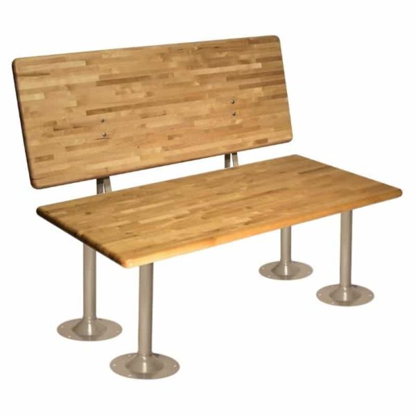 lyon locker room hardwood ada bench with back 4 steel pedestals putty