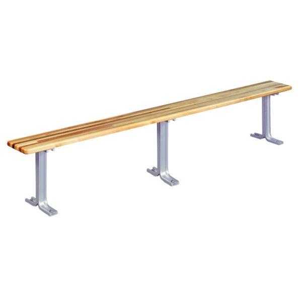 lyon locker room hardwood bench 3 aluminum pedestals