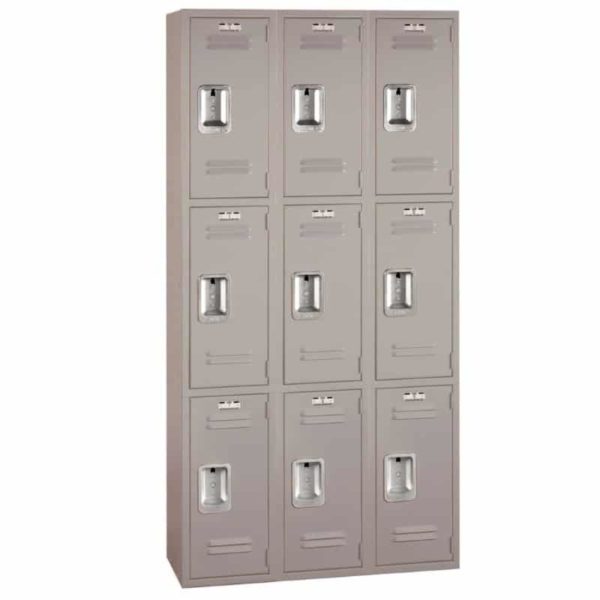 Made in The USA! Steel Construction 18 Doors Putty Finish Lyon Six Tier 3 Wide 36 W x 12 D x 78 H Assembled Metal Locker PP53323SU 