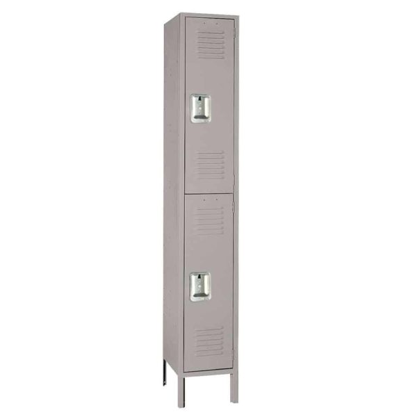 lyon metal locker double tier one wide dove gray