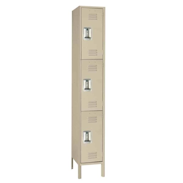lyon metal locker triple tier one wide putty