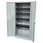 Lyon metal storage cabinet light gray open