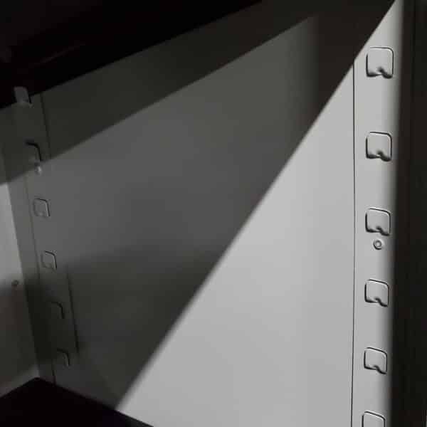 Lyon metal storage cabinet light gray feature shelf tabs