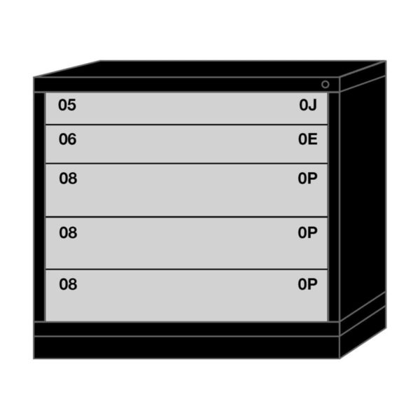 Lyon modular drawer cabinet bench height medium wide 5 drawers 353630000B