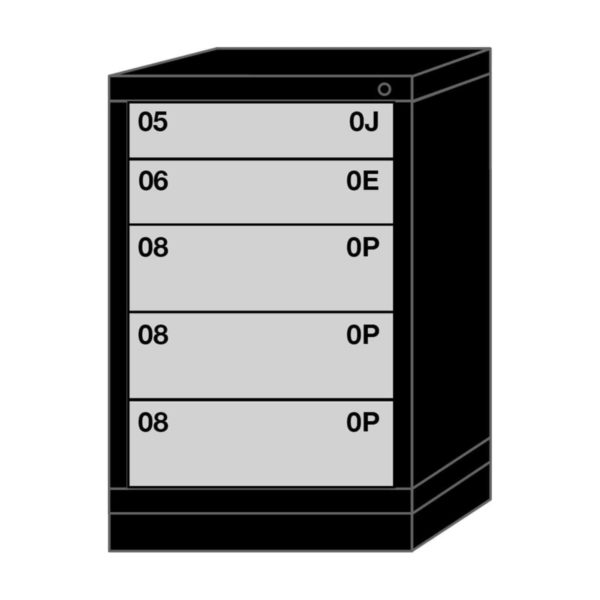 Lyon modular drawer cabinet bench height slender wide 5 drawers 352230000B