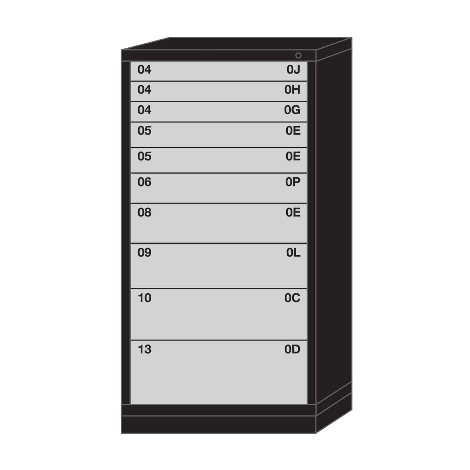 Lyon modular drawer cabinet eye-level height standard wide 10 drawers 683030000H
