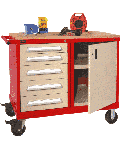 Lyon Modular Drawer Cabinet Mobile Workstation with Hardwood Top