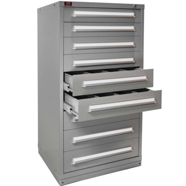 Cabinets with multiple drawer access allow several drawers to be open at one time.