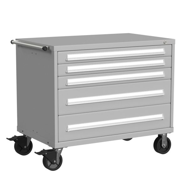 Lyon Modular Mobile Cabinet Bench Height Extra Wide 5 Drawers S3545301023 Angle View