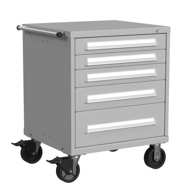 Lyon Modular Mobile Cabinet Bench Height Standard Wide 5 Drawers S3530301020 Angle View