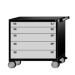 lyon modular mobile cabinet bench height with 5 drawers S3536301022