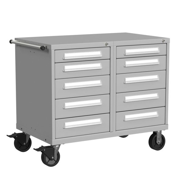 Lyon Modular Mobile Tool Cabinet Bench Height 45 inch Wide 10 Drawers S352230W1005 Angle View