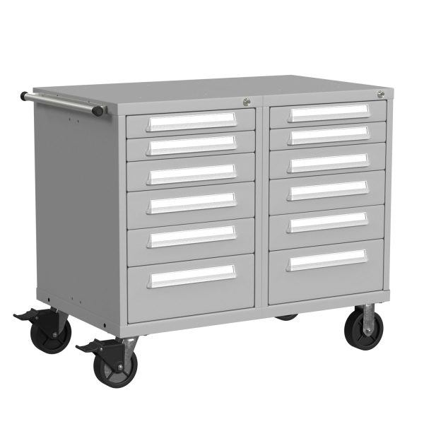 Lyon Modular Mobile Tool Cabinet Bench Height 45 inch Wide 12 Drawers S352230W1004 Angle View