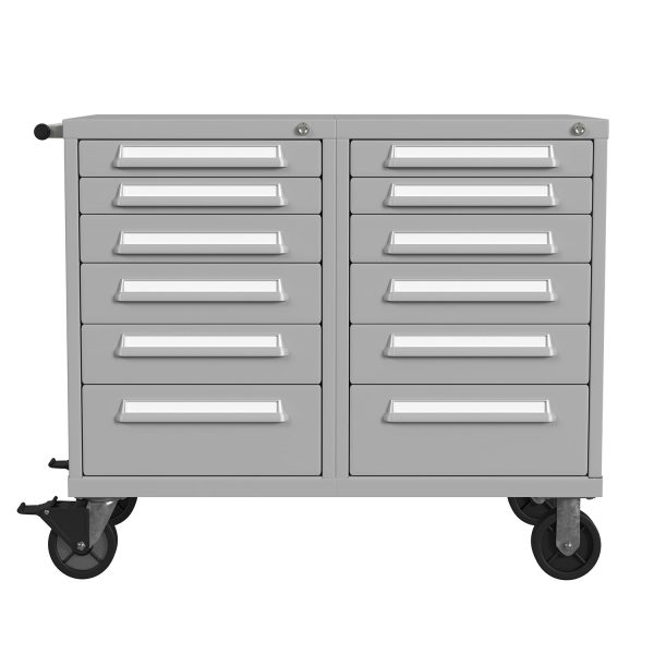 Lyon Modular Mobile Tool Cabinet Bench Height 45 inch Wide 12 Drawers S352230W1004 Front View