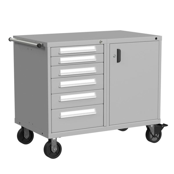 Lyon Modular Mobile Tool Cabinet Bench Height 45 Inch Wide 6 Drawers 1 Door S352230W1001 Angle View