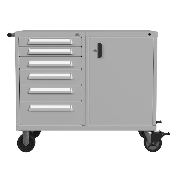 Lyon Modular Mobile Tool Cabinet Bench Height 45 Inch Wide 6 Drawers 1 Door S352230W1001 Front View