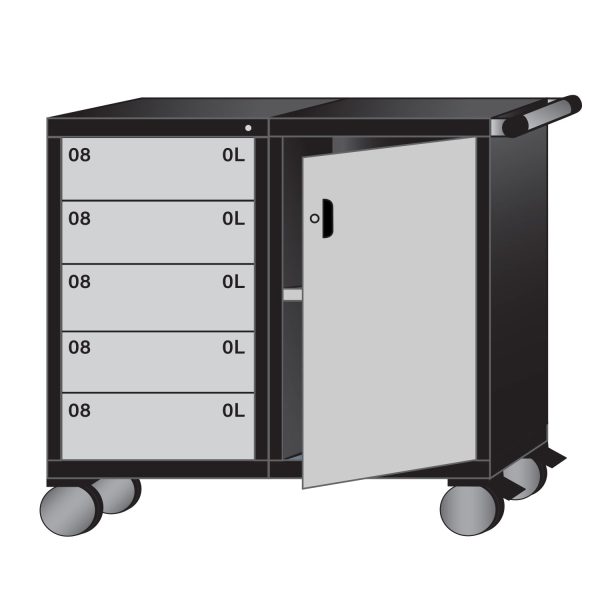 Lyon Modular Mobile Tool Cabinet Mid-Range Height 45 inch Wide 5 Drawers 1 Door S402230W1002