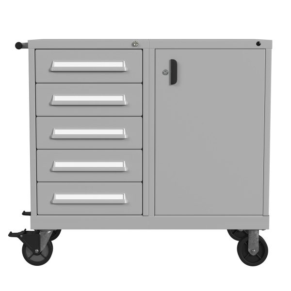 Lyon Modular Mobile Tool Cabinet Mid-Range Height 45 inch Wide 5 Drawers 1 Door S402230W1002 Front View