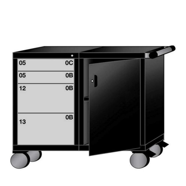 Lyon Modular Mobile Workstation 45"W Bench Height with 4 Drawers