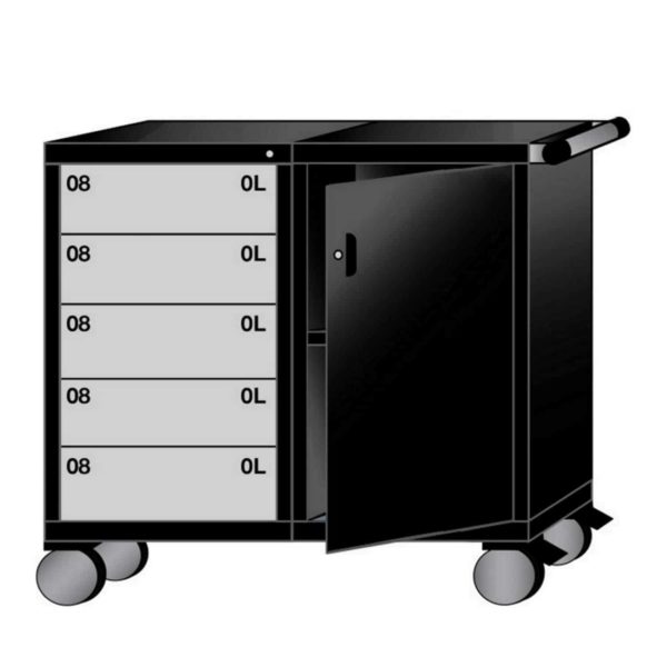 Lyon Modular Mobile Workstation 45"W Mid-Range Height with 5 Drawers