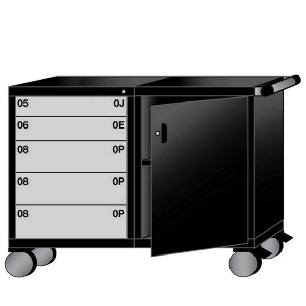 Lyon Modular Mobile Workstation 60"W Bench Height with 5 Drawers