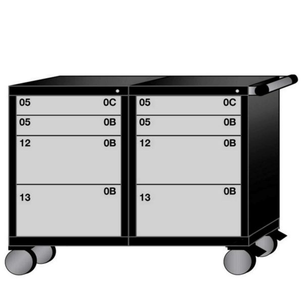 Lyon Modular Mobile Workstation 60"W Bench Height with 8 Drawers