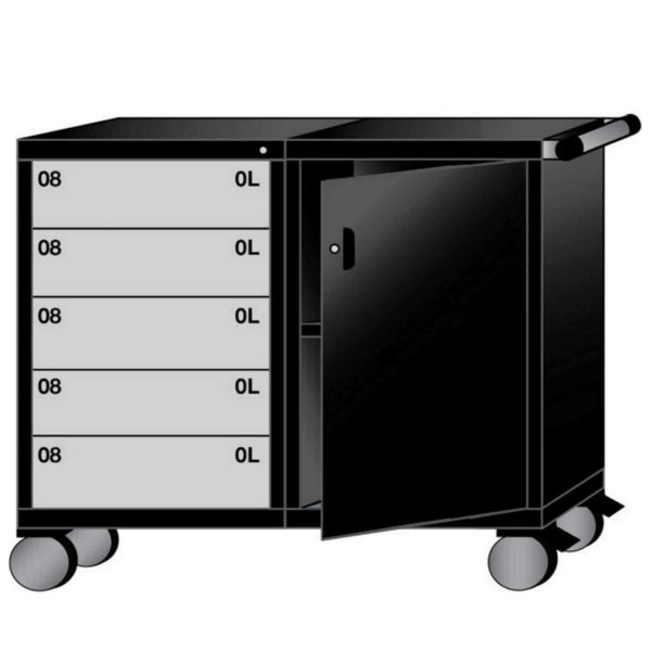 Lyon Modular Mobile Workstation 60"W Mid-Range Height with 5 Drawers