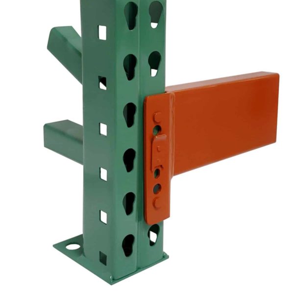 Pallet Rack Teardrop Upright in Lake Green with Safety Orange Beam