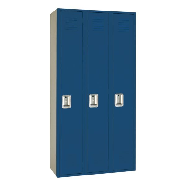 Lyon Single Tier Corridor Locker Three Wide Blue Streak