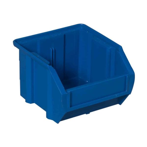 Small Blue Parts Bin fits with pick racks and all-welded visible cabinets