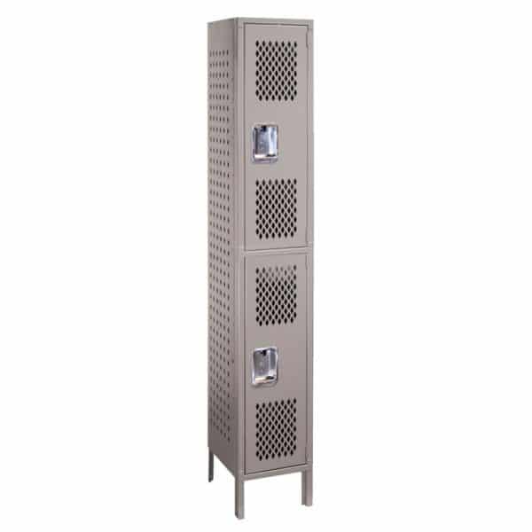 Lyon ventilated locker double tier icm one wide dove gray