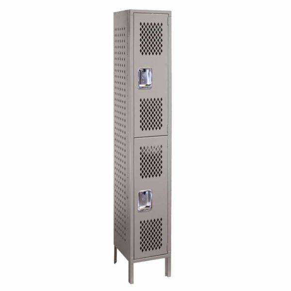 lyon ventilated locker double tier one wide dove gray