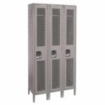 lyon ventilated locker single tier three wide dove gray