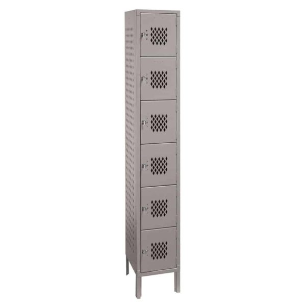 lyon ventilated locker six tier one wide dove gray