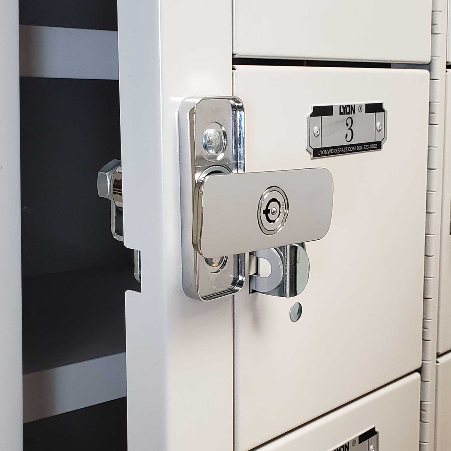 Lyon wall mount secure cell phone locker handle