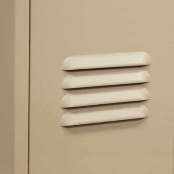 ValTec locker features four 6 inch louvers putty